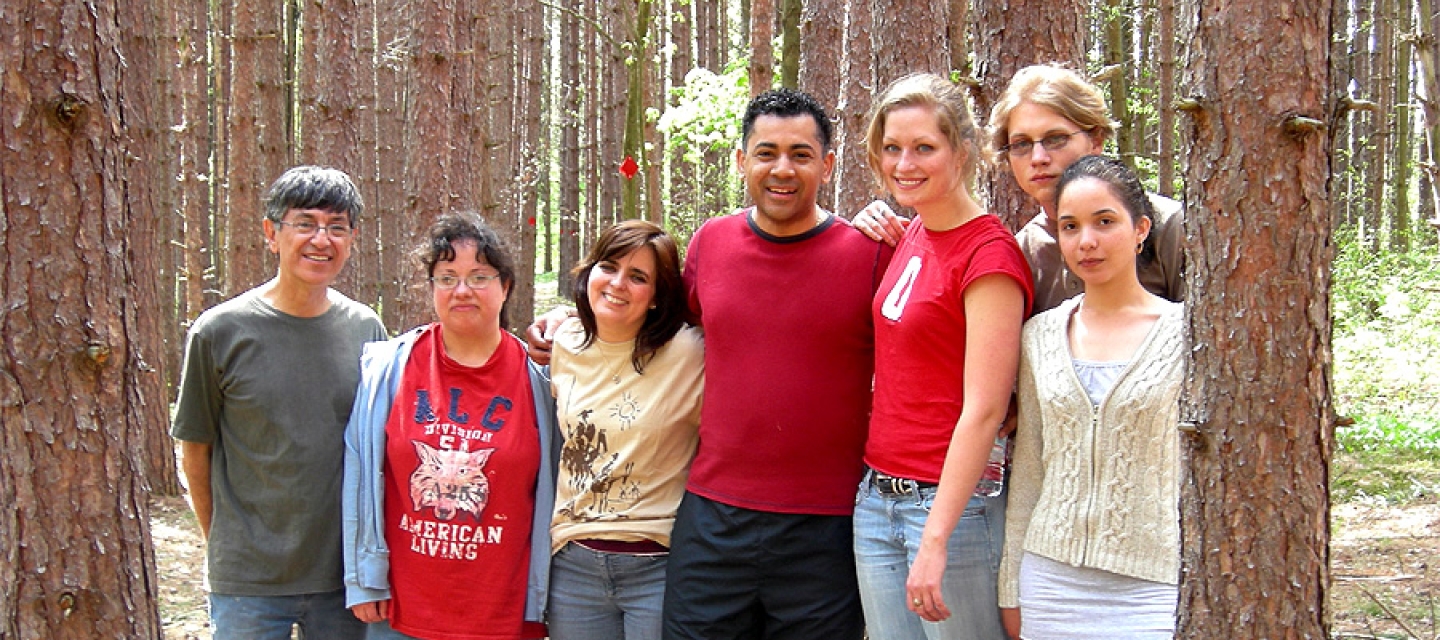 Group of students in the forest